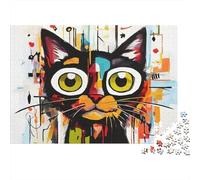 Puzzle de 1000 pièces « Art Abstrait de Chat » : Visage de Chat Abstrait, Jeu éducatif pour Adultes, Belle décoration, défi de Haute difficulté,Anniversaire, 38 x 26 cm.