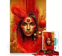 Puzzle de 1000 pièces Art Abstrait Rouge et beauté pour Adolescents stimule la mémoire, détente et Douceur Coupe Premium Surprise d'anniversaire (38x26cm)