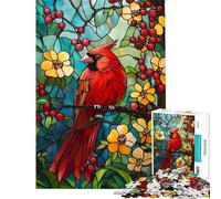 Puzzle de 1000 pièces Art du Cardinal en vitrail Jeu Manuel éducatif et Stimulant Cadeau d'anniversaire Découpe de précision (Taille 38x52cm)