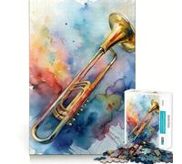 Puzzle de 1000 pièces Art du Trombone à l'aquarelle activité ludique et stimulante pour renforcer Les Liens familiaux (50x75cm),sans espaces ni pièces manquantes