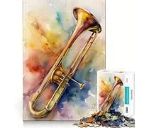 Puzzle de 1000 pièces Art du Trombone à l'aquarelle Un Jeu de réflexion Amusant et précis pour Passer Le Temps (38x52cm)