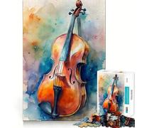 Puzzle de 1000 pièces Art du Violoncelle à l'aquarelle pour Adultes,Jeu de réflexion,découpe Laser pour Un Assemblage Parfait,activité enrichissante pour Les Jours de Pluie (38x26cm)