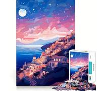 Puzzle de 1000 pièces,Art Grec,Grèce,Soir,Jeu de précision,activité cérébrale,Divertissement,Cadeau d'anniversaire Artistique (50x75cm)