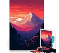 Puzzle de 1000 pièces « Ascension de Montagne » en Pixel Art,pièces aux découpes nettes,Jeu de réflexion,Moment de Calme et de Divertissement,décoration de Noël (38x52cm)