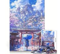 Puzzle de 1000 pièces Ascension du Temple Sakura pour Adultes Un Puzzle Stimulant la mémoire, la détente et la Relaxation grâce à sa découpe Lisse Idée Cadeau d'anniversaire (38x26cm)