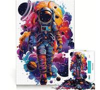Puzzle de 1000 pièces Astronaute dans l'espace avec nébuleuse colorée Jeu de logique et de précision Cadeau d'anniversaire Amusant (38x26cm)