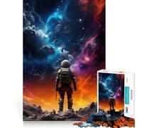 Puzzle de 1000 pièces Astronaute dans Une tempête de nébuleuses Découpe précise Jeu Stimulant pour Le Cerveau Loisirs Amusants Décoration de Noël Cadeau (50x75cm)