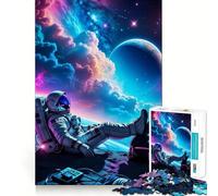 Puzzle de 1000 pièces Astronaute détendu dans l'espace pour Adolescents, Jeu intellectuel, détente mentale, découpe de qualité, Cadeau de Noël (50x75cm)
