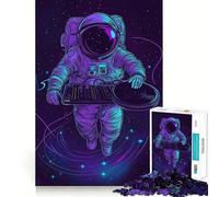 Puzzle de 1000 pièces Astronaute DJ dans l'espace Découpe précise Casse-tête Artistique Cadeau Amusant pour Les Loisirs Décoration Murale de Noël (50x75cm)