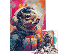 Puzzle de 1000 pièces Astronaute Écureuil de l'espace Jeu de réflexion pour Adultes Idéal pour Passer Le Temps à la Maison pour Un Anniversaire ou Noël (Dimensions 38x26cm)