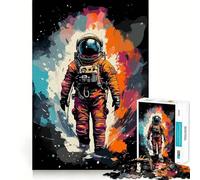 Puzzle de 1000 pièces Astronaute Espace Abstrait Découpe précise Art Stimulant Le Cerveau Jeu de Loisirs Amusant Décoration de Noël Cadeau (38x52cm)