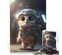 Puzzle de 1000 pièces Astronaute et Hibou de l'espace pour Adultes Développe l'esprit d'analyse Passe-Temps paisible Assemblage précis Cadeau Festif (38x26cm)