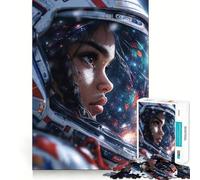 Puzzle de 1000 pièces Astronaute Femme avec Casque Spatial Jeu d'articulation Facile Stimulant cérébral Détente et Divertissement Cadeau d'anniversaire Amusant (38x52cm)