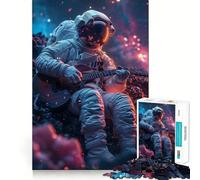 Puzzle de 1000 pièces Astronaute Guitare Découpe précise Art Stimulant Le Cerveau Jeu de Loisirs Amusant Décoration de Noël Cadeau (38x26cm)