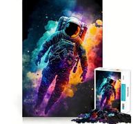 Puzzle de 1000 pièces Astronaute néon dans l'espace pour Adolescents Jeu intellectuel, Moments de Partage, découpe de qualité, Cadeau mémorable (38x26cm)