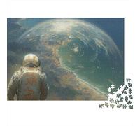 Puzzle de 1000 pièces « Astronaute Observant la Terre » - Paysage océanique et Vagues - Adultes à partir de 12 Ans - Jeu éducatif - Décoration soignée - Défi de Haute difficulté - 70 x 50 cm