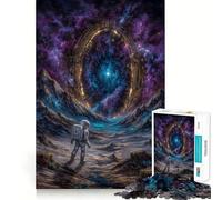 Puzzle de 1000 pièces Astronaute Observant Les étoiles sur Une planète Extraterrestre Découpe Lisse Jeu de réflexion Cadeau Relaxant Décoration de Noël (50x75cm)