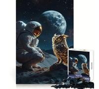 Puzzle de 1000 pièces Astronaute Rencontre Hibou Cosmique pour Adolescents développe la mémoire, apaise et Offre des Moments de détente Bords Nets (38x26cm)