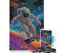 Puzzle de 1000 pièces Astronaute Skateur Découpe Parfaite Activité de Jeu Intelligente et Amusante pour Un Anniversaire Créatif (50x75cm)