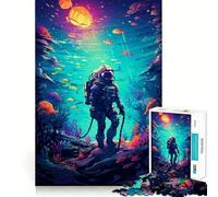 Puzzle de 1000 pièces Astronaute sous-Marin Découpe précise Art Stimulant Le Cerveau Jeu de Loisirs Amusant Décoration de Noël (38x52cm)
