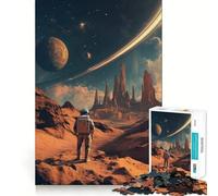 Puzzle de 1000 pièces Astronaute sur planète Extraterrestre Jeu d'articulation Propre Stimulant cérébral Détente et Amusement Cadeau d'anniversaire Amusant (38x52cm)