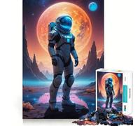 Puzzle de 1000 pièces Astronaute sur une planète étrangère Jeu de découpe sans couture Jouet créatif Jeu de loisirs de Noël (38 x 52 cm)