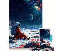 Puzzle de 1000 pièces Astronaute sur Une planète Extraterrestre avec des Fleurs Découpe Parfaite Activité ludique et Intelligente Idéal pour Un Moment de détente et de créativité Pendant