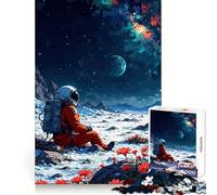 Puzzle de 1000 pièces « Astronaute sur Une planète Extraterrestre avec des Fleurs » pour Adolescents, activité de réflexion et de détente, Bords de qualité supérieure, Cadeau de Noël Chic (50x75cm)