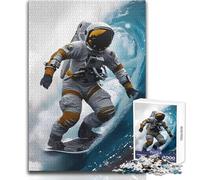 Puzzle de 1000 pièces Astronaute Surfant sur Une Vague pour Adolescents:Jeu éducatif et Stimulant pour la Concentration, idée Cadeau Originale et touchante Dimensions:50x75 cm