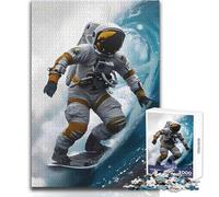 Puzzle de 1000 pièces Astronaute Surfant sur Une Vague pour Adultes:Jeu d'adresse interactif et éducatif, Une Excellente idée Cadeau Originale Dimensions:38x52 cm