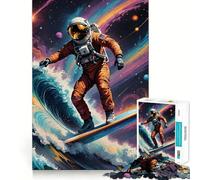 Puzzle de 1000 pièces Astronaute Surfeur dans Une Mer Cosmique Découpe Précise Casse-tête Artistique Cadeau de Loisirs Amusant Décoration Murale de Noël (38x52cm)