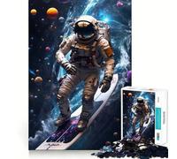 Puzzle de 1000 pièces Astronaute Surfeur pour Adolescents Jeu Intelligent et Relaxant, Motif à Assembler, liste de souhaits du Père Noël 38x52cm