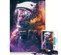 Puzzle de 1000 pièces Astronaute Tigre pour Adultes et Adolescents, Jeu de réflexion, Loisirs, Bords précis, décoration Murale 38x26cm