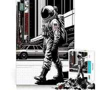 Puzzle de 1000 pièces Astronaute Vintage Découpe Parfaite Activité de Jeu Intelligente et Amusante pour Un Anniversaire Créatif (38x52cm)