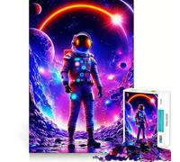Puzzle de 1000 pièces Astronaute Voyageur de l'espace Jeu d'articulation Propre Stimulant cérébral Détente et Divertissement Cadeau d'anniversaire Amusant (50x75cm)