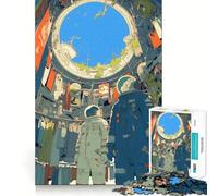 Puzzle de 1000 pièces Astronautes dans la Station Spatiale Jeu d'articulation Propre Stimulant cérébral Détente Cadeau d'anniversaire Amusant (38x52cm)