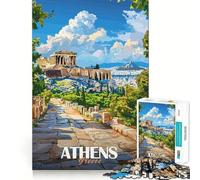 Puzzle de 1000 pièces Athènes Grèce Affiche de Voyage Découpe Parfaite Activité ludique et Intelligente Moment de détente et de Plaisir Anniversaire Jeu Artistique (38x26cm)