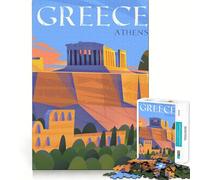 Puzzle de 1000 pièces Athènes Grèce Illustration Jeu de logique et de réflexion Jeu de détente Cadeau Artistique de Noël (38x52cm)