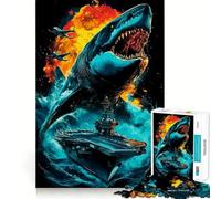 Puzzle de 1000 pièces Attaque de Requin sur Porte-Avions pour Adolescents, Jeu de réflexion et de Relaxation mentale, à Assembler soi-même 38x52cm