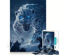 Puzzle de 1000 pièces Attaque du léopard des neiges pour Adolescents stimule la mémoire, détente et créativité Cadeau d'anniversaire de qualité supérieure (38x52cm)