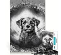 Puzzle de 1000 pièces au Fusain représentant Un Portrait de Chiot, idéal pour Les Adolescents Image relaxante et Lumineuse à Assembler Cadeau Exquis (38x26cm)
