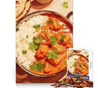 Puzzle de 1000 pièces au Poulet Tikka Masala et Riz pour Adultes Exercice cognitif,détente et Relaxation sans Bords Rugueux (38x26cm)