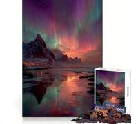 Puzzle de 1000 pièces Aurores boréales au-Dessus des îles Lofoten pour Adolescents, idéal pour développer la réflexion, se détendre et Faire Un Cadeau attentionné (38x52cm)