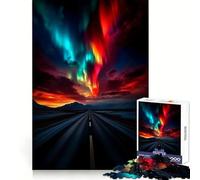 Puzzle de 1000 pièces Aurores boréales au-Dessus d'une Route Solitaire pour Adolescents Défi Intelligent, activité sereine, loquet Fin, Joli Cadeau (50x75cm)