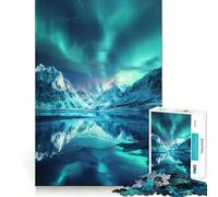Puzzle de 1000 pièces Aurores boréales et Montagnes pour Adolescents, idéal pour développer la réflexion et la Joie en Famille, avec des Bords précis, Un Cadeau mémorable (38x52cm)