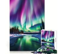 Puzzle de 1000 pièces Aurores boréales et Montagnes pour Adolescents, idéal pour renforcer Les Souvenirs et favoriser des Moments de Paix Un Cadeau Classique et de qualité (38x52cm)