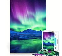 Puzzle de 1000 pièces Aurores boréales et Montagnes pour Adolescents Jeu de logique et de réflexion Découpe précise Cadeau Exceptionnel (38x26cm)