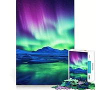Puzzle de 1000 pièces Aurores boréales et Montagnes pour Adolescents, Jouet cognitif, Passe-Temps apaisant, Finition Premium, liste de souhaits du Père Noël (50x75cm)