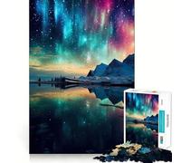 Puzzle de 1000 pièces Aurores boréales et Montagnes pour Adolescents, Jouet cognitif, Passe-Temps apaisant, Finition Premium, liste de souhaits du Père Noël (38x26cm)