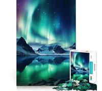 Puzzle de 1000 pièces Aurores boréales et Montagnes pour Adolescents, Stimulant la réflexion et Source de Joie familiale, Bords Nets, Cadeau mémorable (38x26cm)
